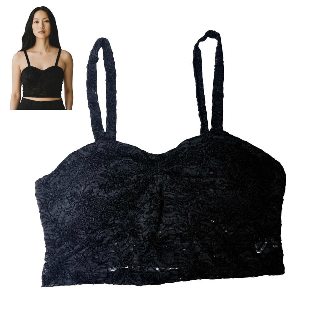 Bongo Floral Stretch Lace Bustier Bralette Black Women's M / LG 35" Bra Bandeau